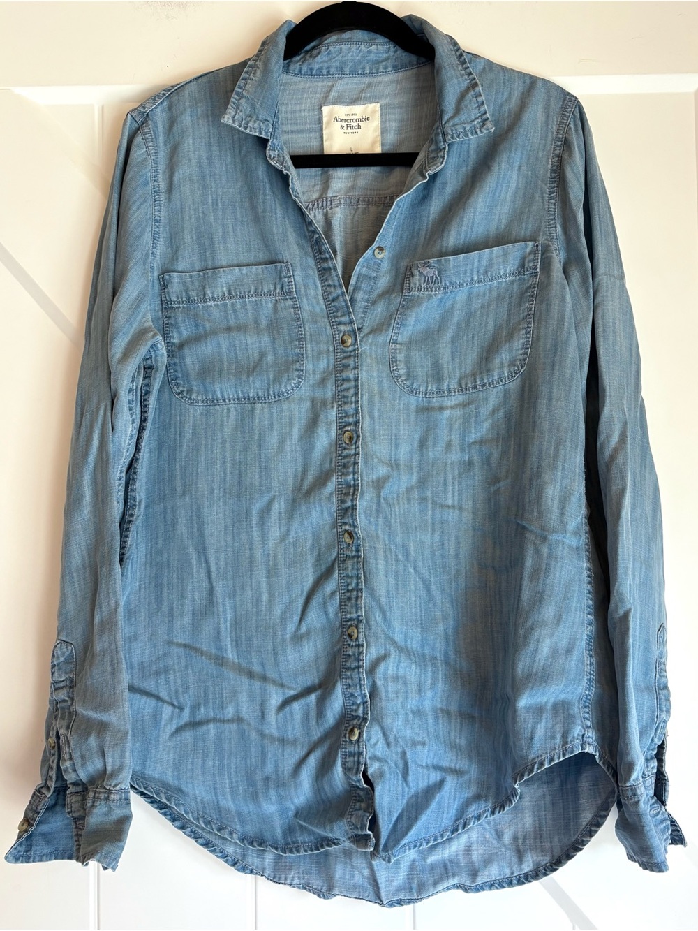Abercrombie & Fitch Light Blue Denim Button-Up Shirt